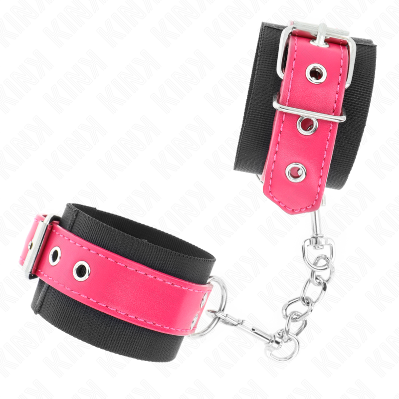 KINK - RESISTENZA DA POLSO IN NYLON NERO CON CINTURA IN SIMILPELLE ROSA LAMPONE REGOLABILE 19-29 CM X 5,1 CM - immagine 2