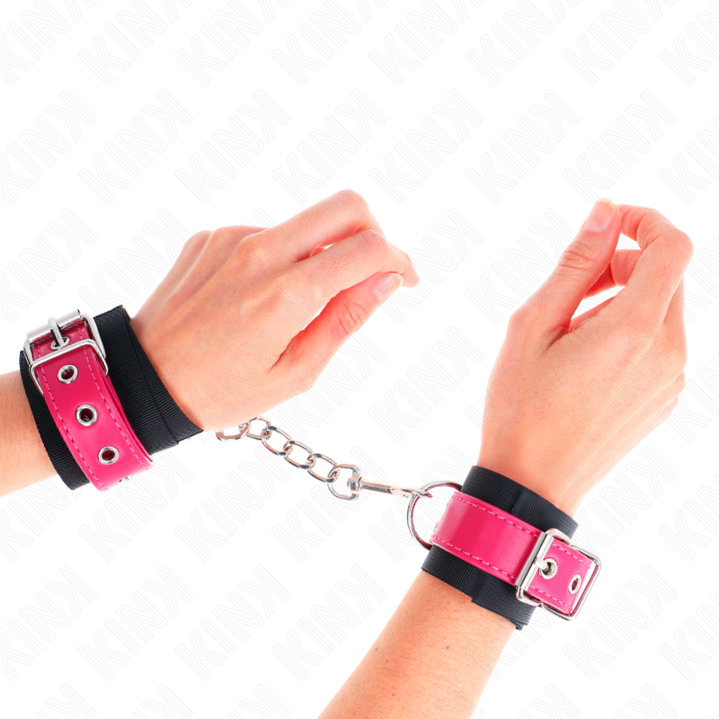 KINK - RESISTENZA DA POLSO IN NYLON NERO CON CINTURA IN SIMILPELLE ROSA LAMPONE REGOLABILE 19-29 CM X 5,1 CM - immagine 4