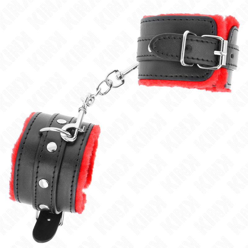 KINK - RESISTENZA DA POLSO PREMIUM FODERATA IN PELLICCIA ROSSO CON CINTURA NERA REGOLABILE 17-29 CM X 6 CM - immagine 2