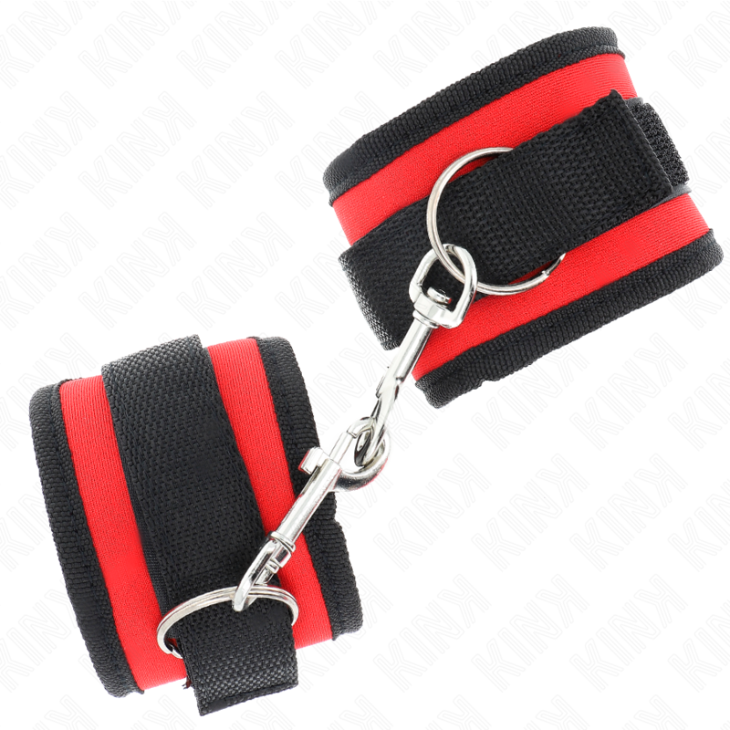 KINK - TENUTA DA POLSO IN NYLON HOOKLOOP ROSSO-NERO MODELLO 2 REGOLABILE 18-35 CM X 6 CM - immagine 2