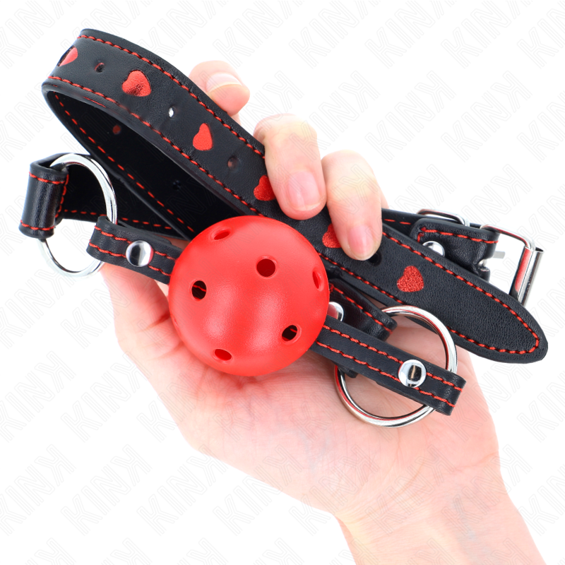 KINK - BALL GAG HOLLOW HARD ROSSO MODELLO 2 65 x 2,5 CM - immagine 4