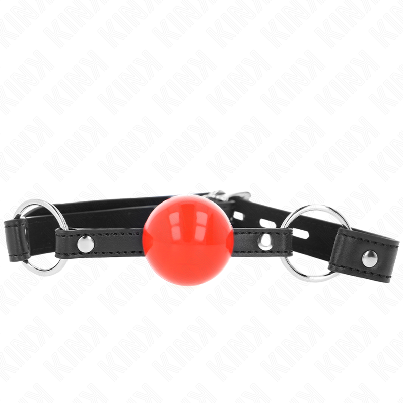 KINK - BALL 4 CM GAG CON SERRATURA SFERA ROSSA CINTURINO NERO 60 x 2 CM - immagine 3