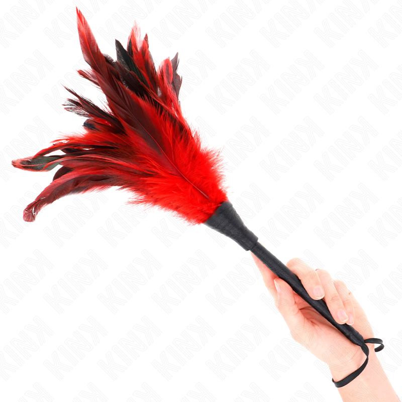 KINK - PIUME DI POLLO SOLLEGATO A FORMA DI CORNO ROSSO 36 CM - immagine 2