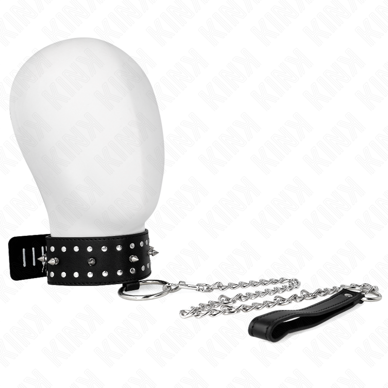 KINK - COLLANA CON GUINZAGLIO 65 CM CON BORCHIE IN ARGENTO MODELLO 1 REGOLABILE 36-43 CM X 5 CM - immagine 5
