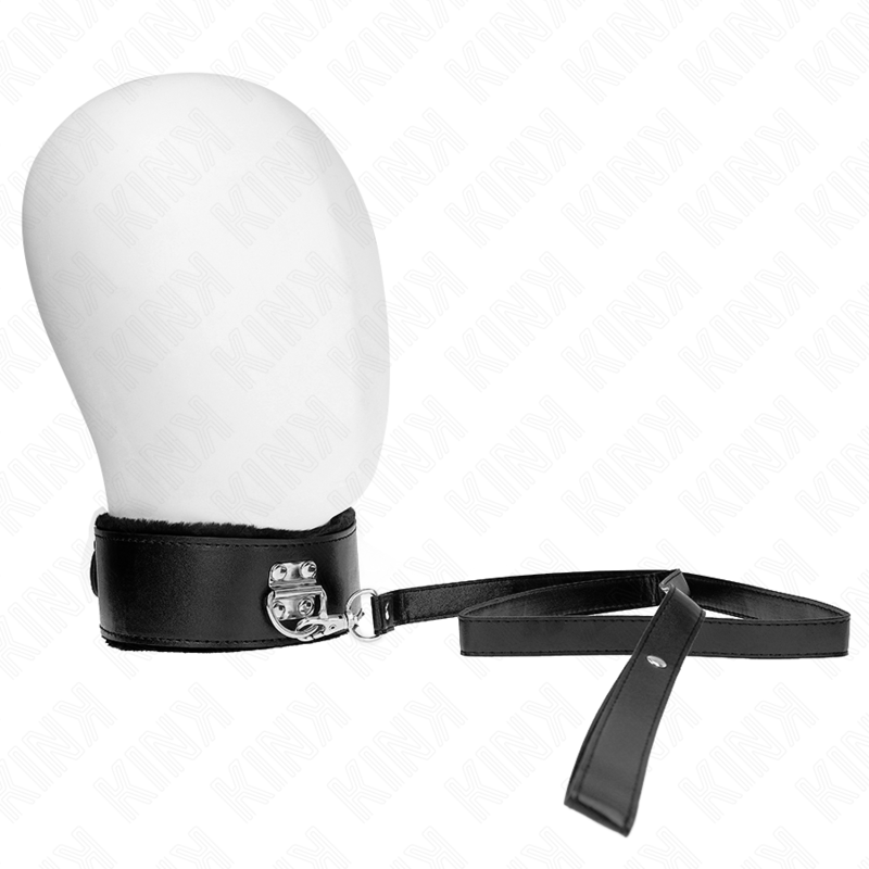 KINK - COLLANA CON GUINZAGLIO 116 CM CON BORCHIE IN ARGENTO MODELLO 4 NERO REGOLABILE 40-48 CM X 6 CM - immagine 2