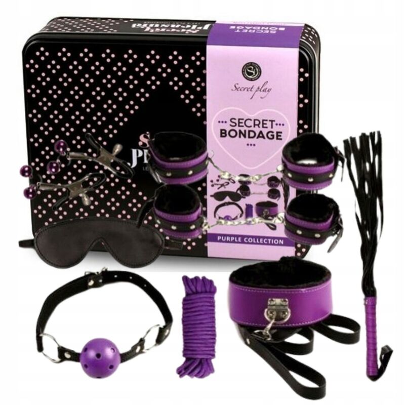 SECRETPLAY - BDSM SET 8PCS VIOLA / NERO. - immagine 3