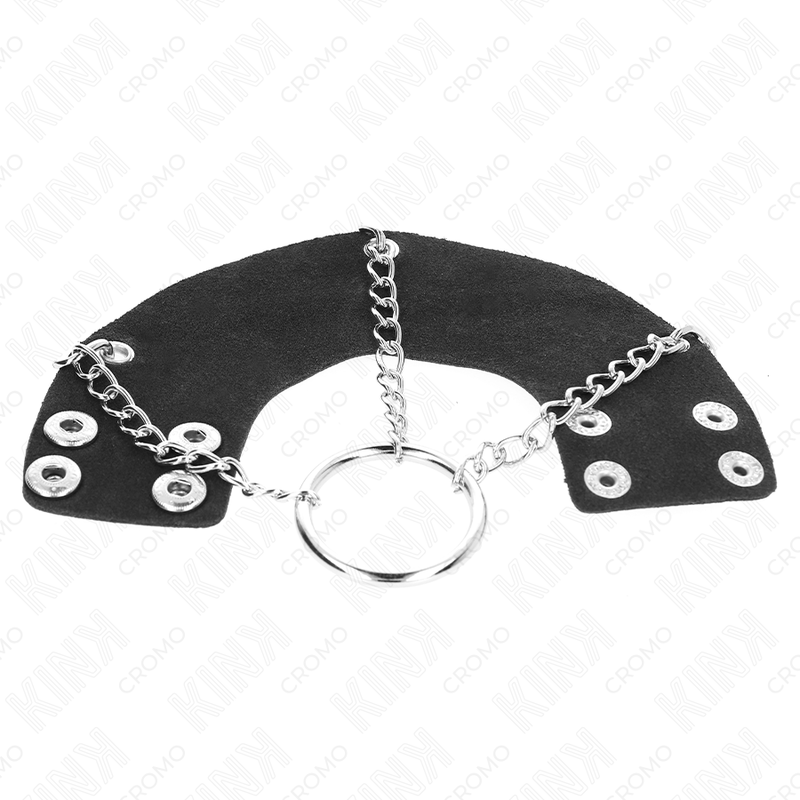 KINK - ANELLO PER PENE CATENA 4 CM METALLO 7 CM CON CINTURA IN PELLE - immagine 5