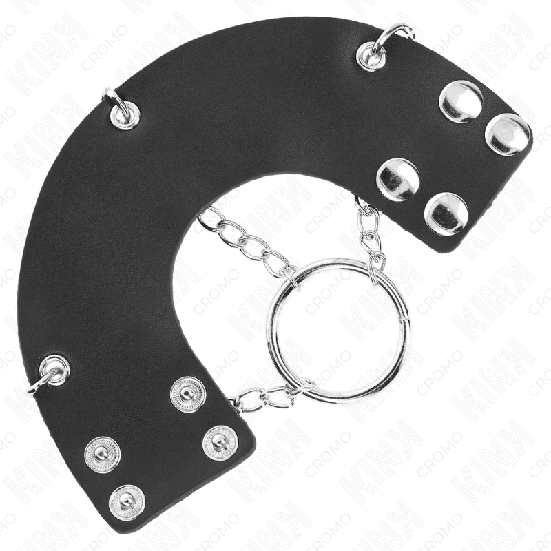 KINK - ANELLO PER PENE CATENA 4 CM METALLO 7 CM CON CINTURA IN PELLE - immagine 4