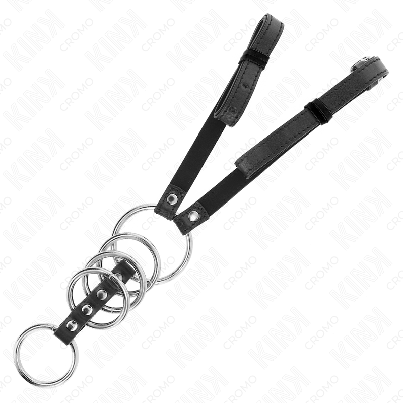 KINK - 5 ANELLI PER PENE DA 3,8 CM A 5 CM METALLO CON CINTURA IN PELLE 112 CM - immagine 4