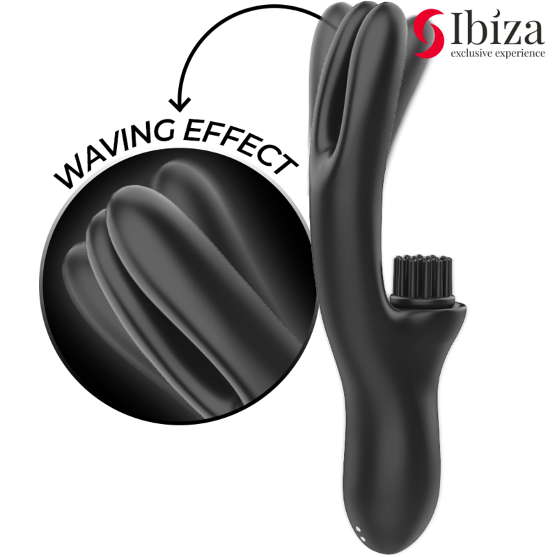 IBIZA - VIBRATORE CLITORIALE MULTICELLULARE E DOPPIA ONDA CON SPAZZOLA RABITT HI-TECH - immagine 2
