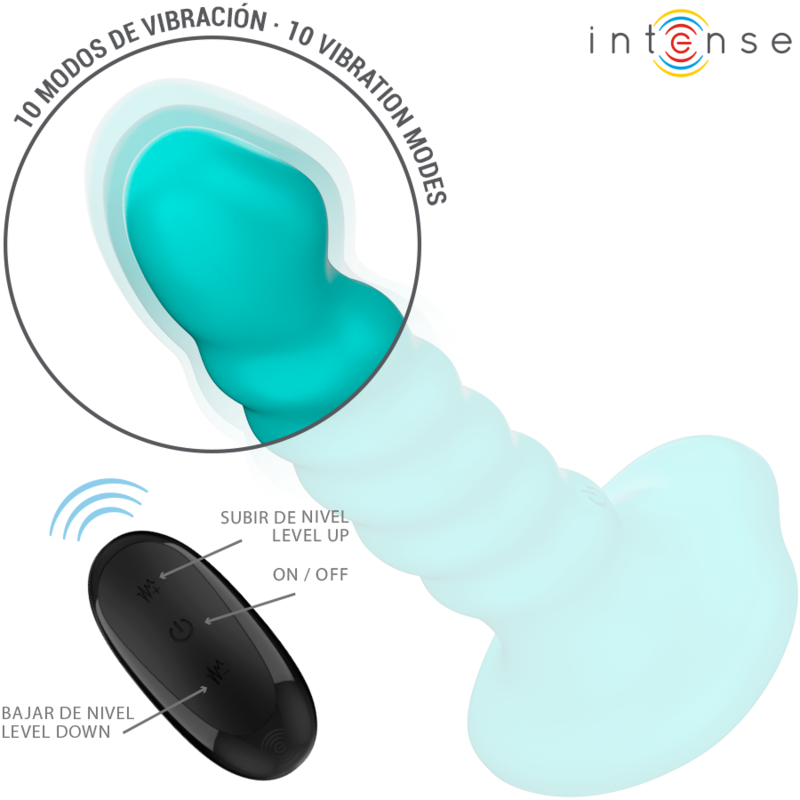 INTENSE - VIBRATORE BUFFY TAGLIA S DESIGN A SPIRALE 10 VIBRAZIONI TELECOMANDO BLU - immagine 3