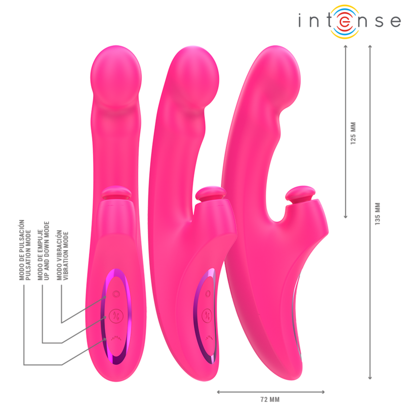 INTENSE - VIBRATORE EMI 13,5 CM MULTIFUNZIONE 3 IN 1 10 VIBRAZIONI ROSA - immagine 2