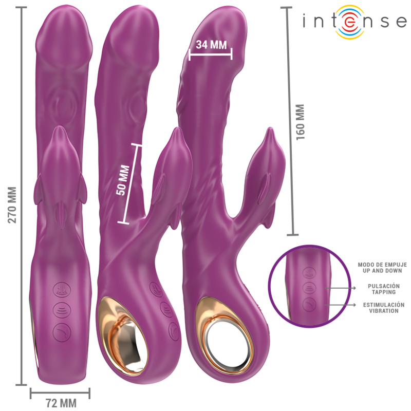 INTENSE - VIBRATORE MULTIFUNZIONE HALLE CON LINGUA STIMOLANTE A DELFINO VIOLA - immagine 2