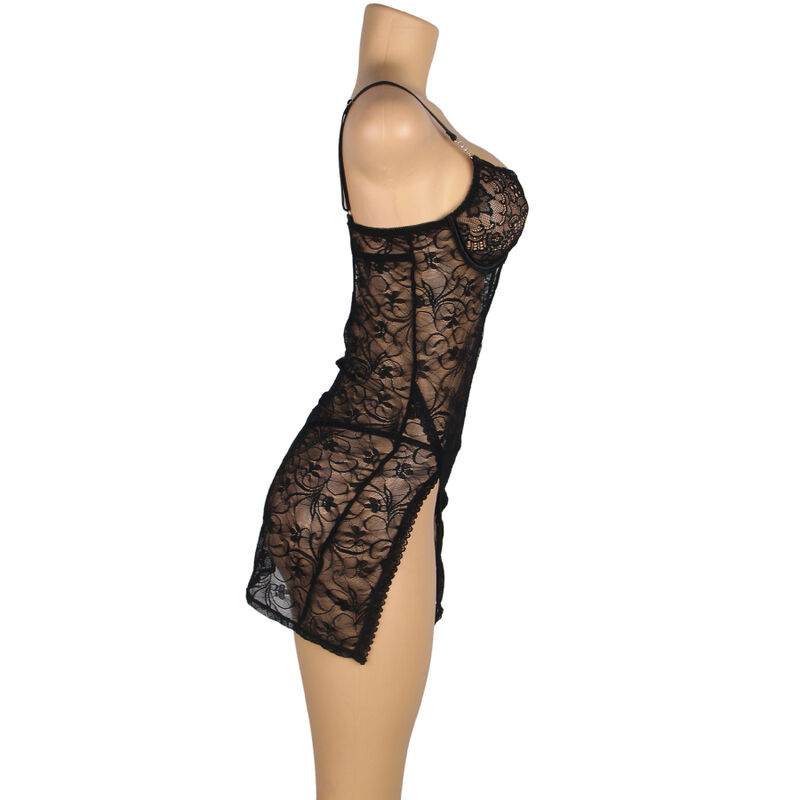 SUBBLIME - 954185 BABYDOLL IN PIZZO CON SPALLINE REGOLABILI NERO S/M - immagine 5