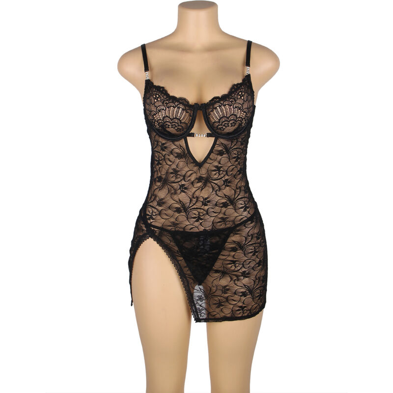SUBBLIME - 954185 BABYDOLL IN PIZZO CON SPALLINE REGOLABILI NERO S/M - immagine 3