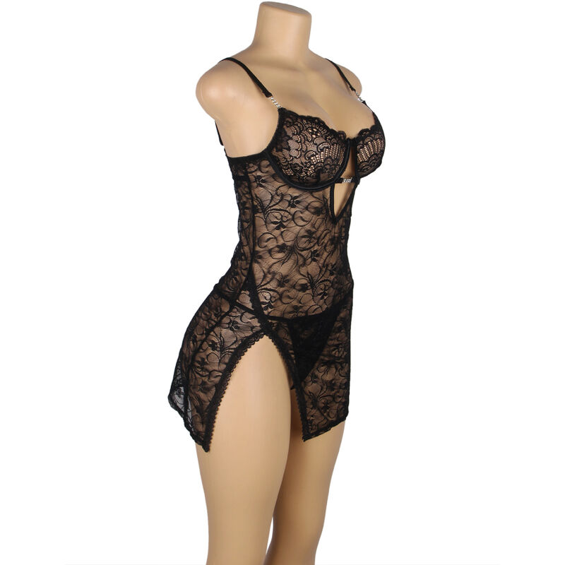 SUBBLIME - 954185 BABYDOLL IN PIZZO CON SPALLINE REGOLABILI NERO S/M - immagine 4