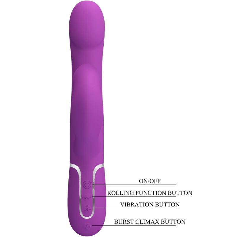 PRETTY LOVE - VIBRATORE E STIMOLATORE MULTIFUNZIONE 4 IN 1 VIOLA - immagine 4
