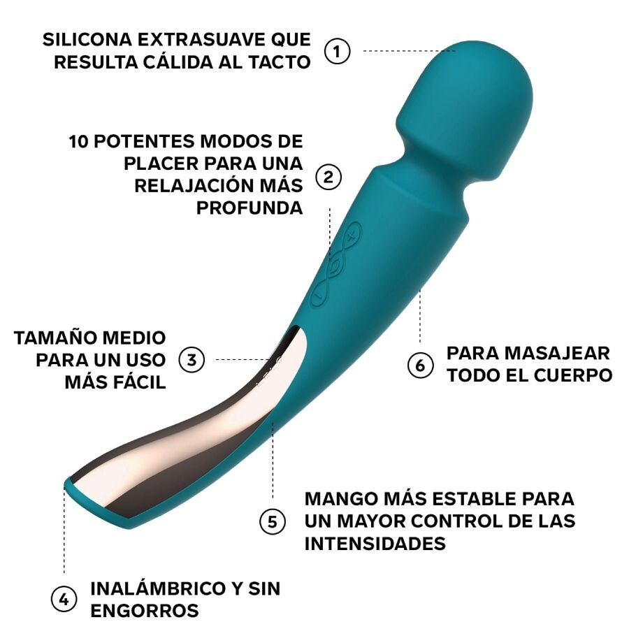 LELO - MASSAGGIATORE SMART MEDIUM WAND 2 AQUA - immagine 3