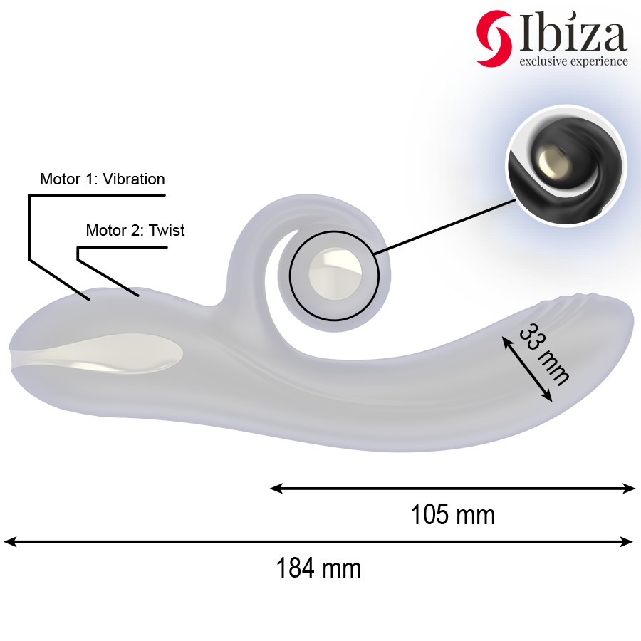 IBIZA - VIBRATORE TWISTER CON STIMOLATORE CURVA E VIBRO-ROTAZIONE - immagine 5