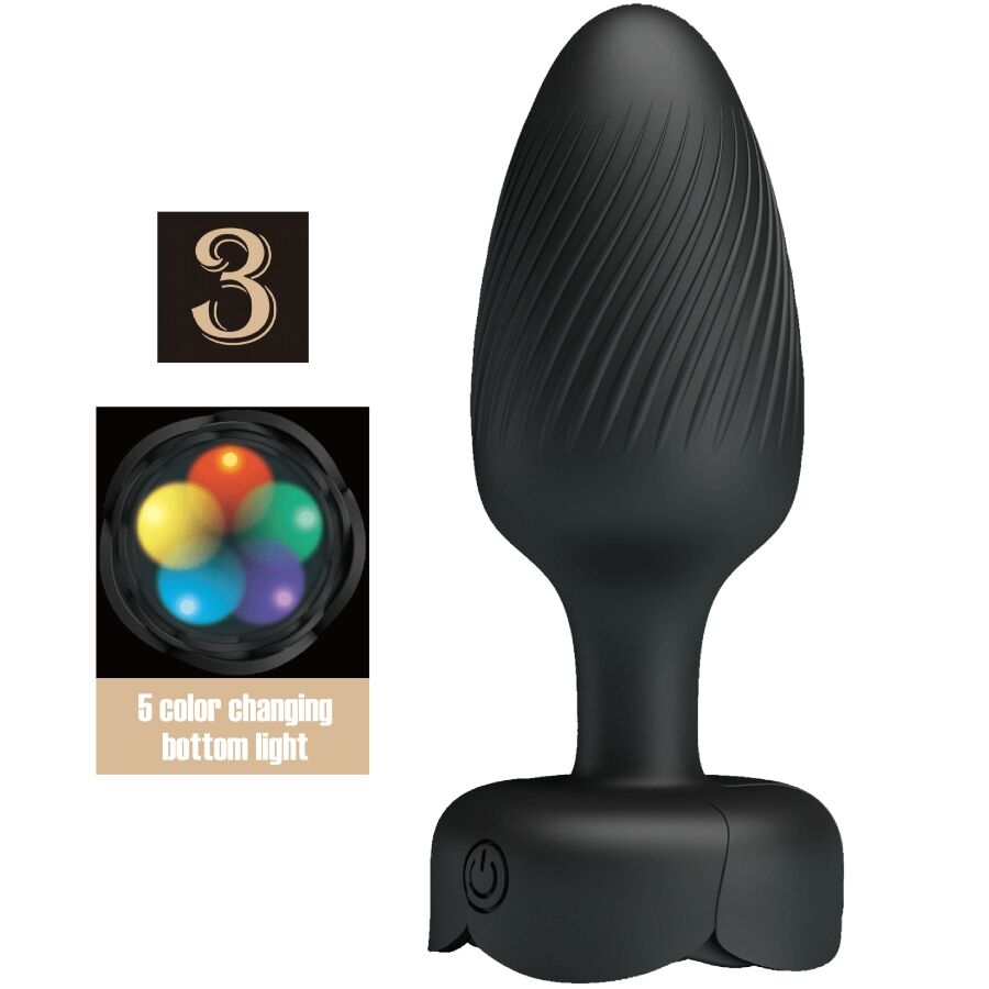 PRETTY LOVE - OSBORN PLUG ANALE CON LUCE LED NERO 9,8 CM