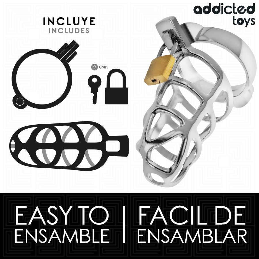 ADDICTED TOYS LOCKED - GABBIA PER PENE IN METALLO CON BLOCCAGGIO ARGENTO TAGLIA S - immagine 4