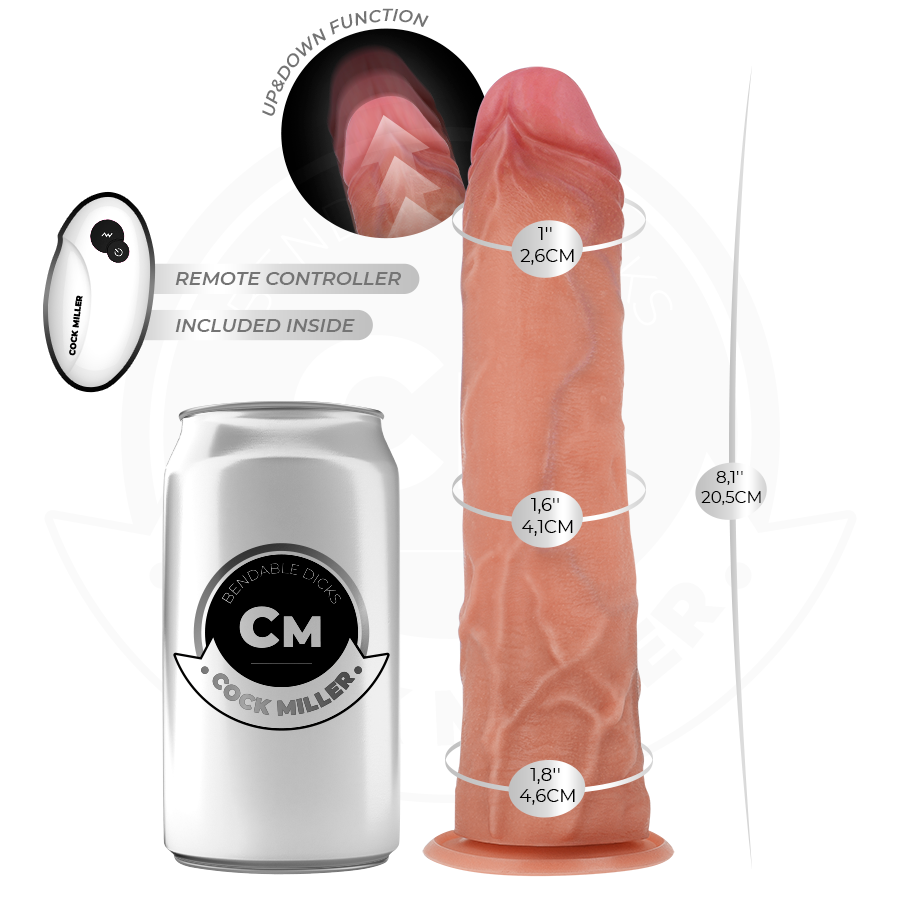 COCK MILLER - DILDO IPERREALISTICO CON VENTOSA E SPINTA CON TELECOMANDO 20,5 CM - immagine 4