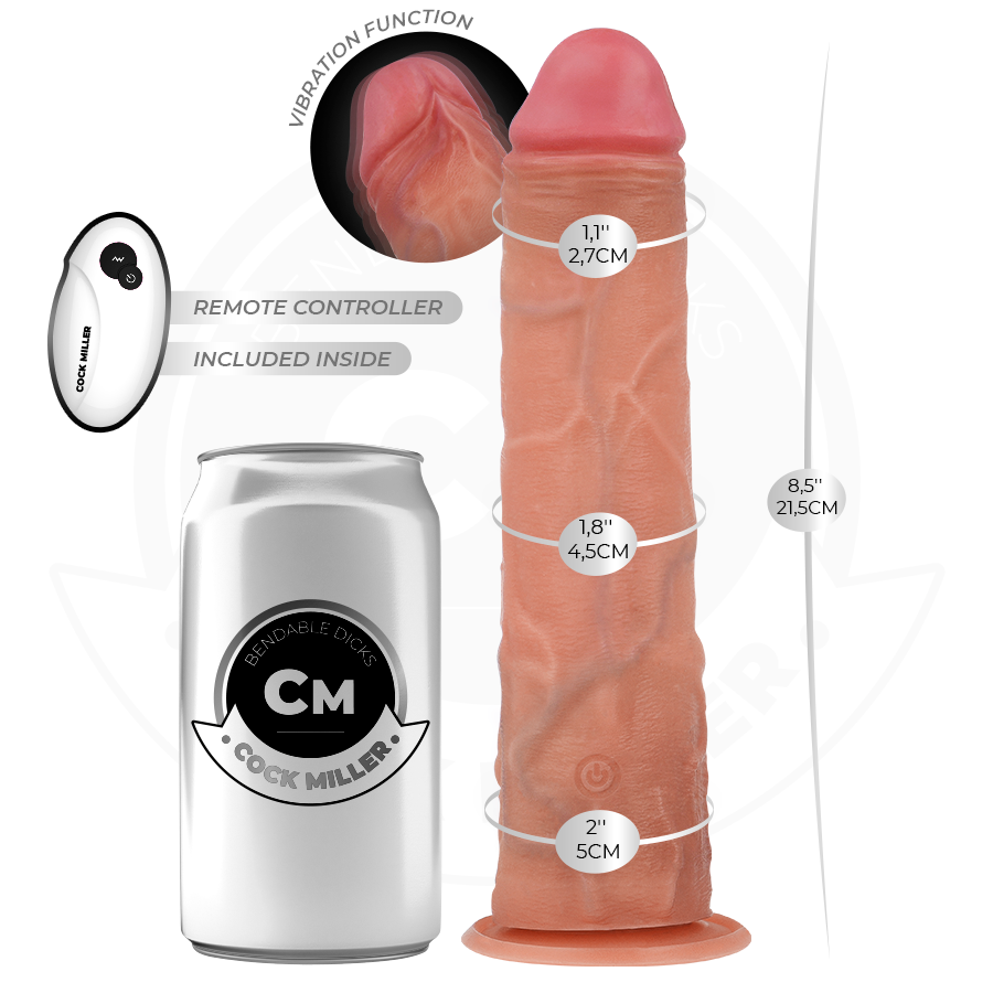 COCK MILLER - DILDO REALISTICO CON VENTOSA E VIBRAZIONE CON TELECOMANDO 21,5 CM - immagine 4