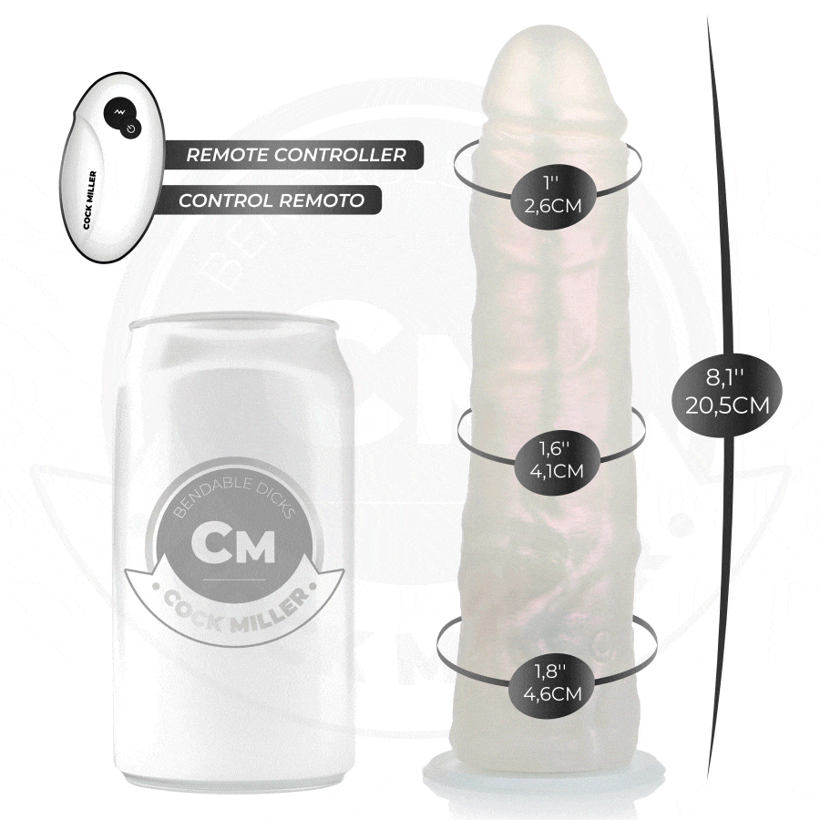COCK MILLER - DILDO CON VENTOSA, LUCI E VIBRAZIONE CON TELECOMANDO BIANCO 20,5 CM - immagine 2