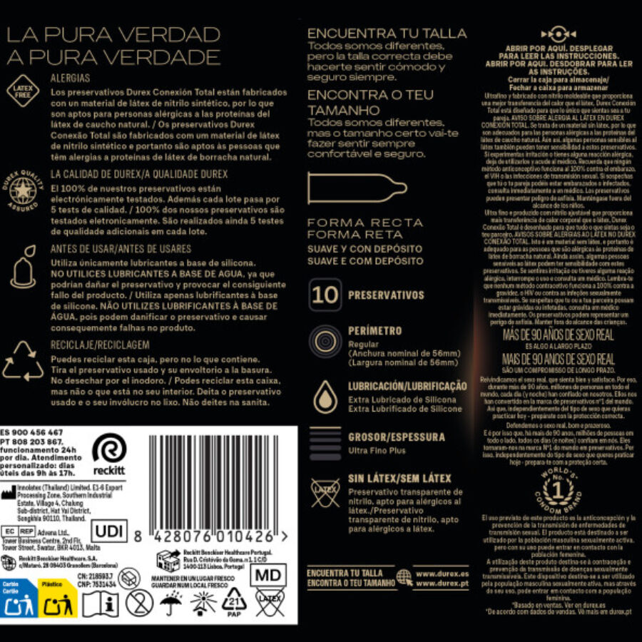 DUREX - TOTAL CONNECTION XL ULTRA FINE PLUS SENZA LATTICE 10 UNITÀ - immagine 5