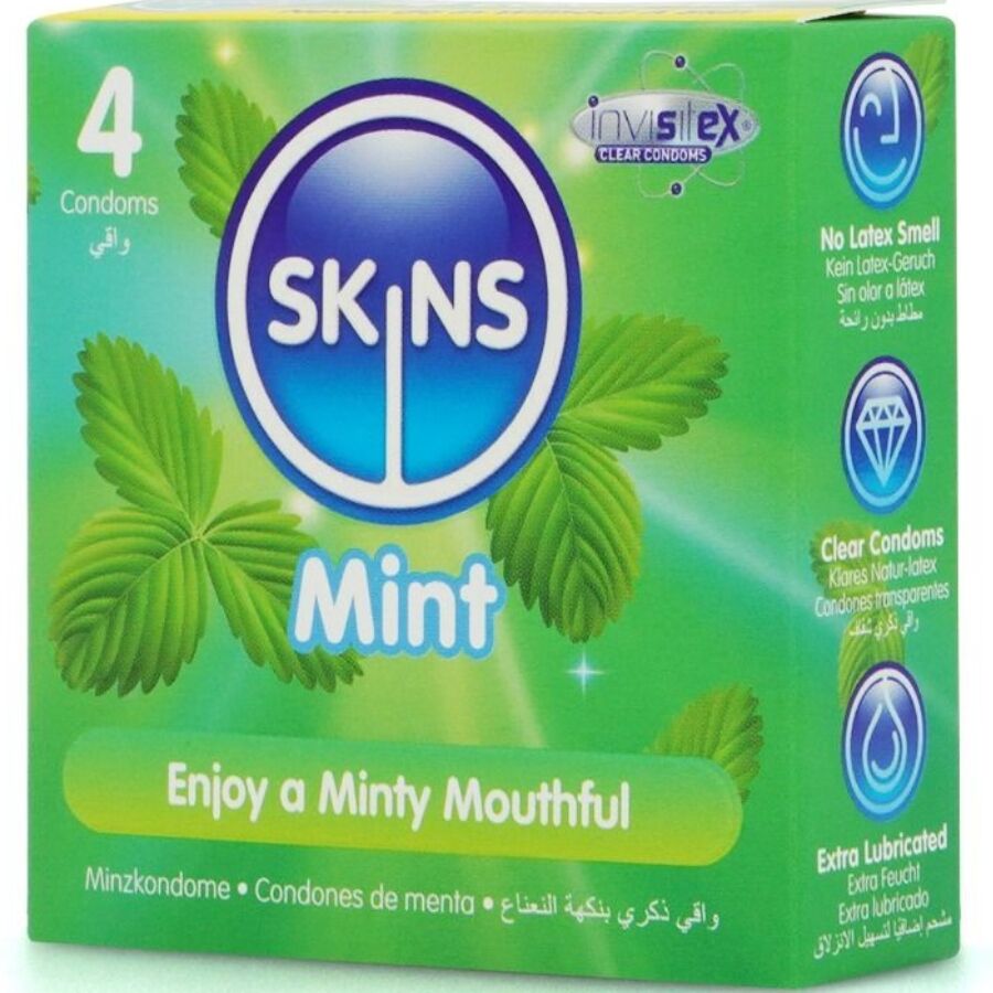 SKINS - PRESERVATIVI PREMIUM ALLA MENTA CONFEZIONE DA 4 - immagine 2