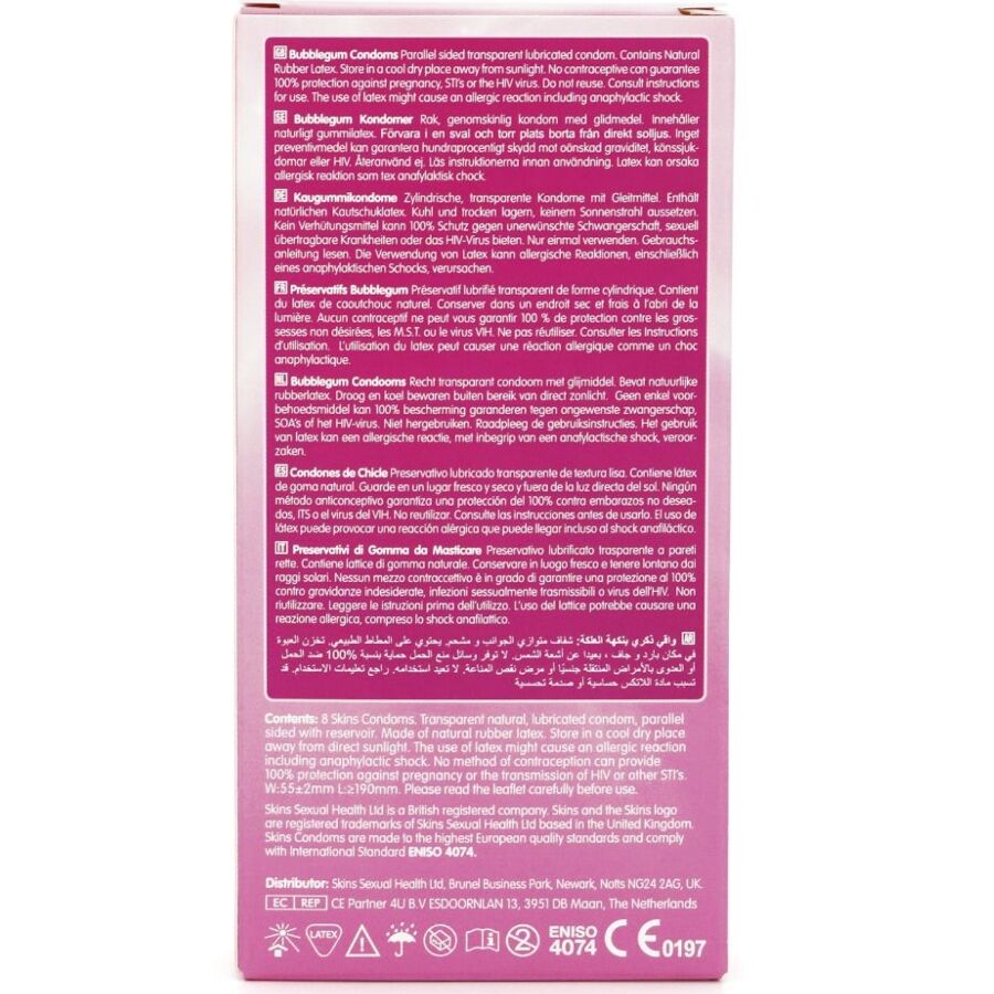 SKINS - BUBBLEGUM PREMIUM CONDOM CONFEZIONE DA 8 - immagine 4