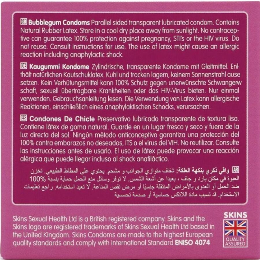 SKINS - BUBBLEGUM PREMIUM CONDOM CONFEZIONE DA 4 - immagine 4