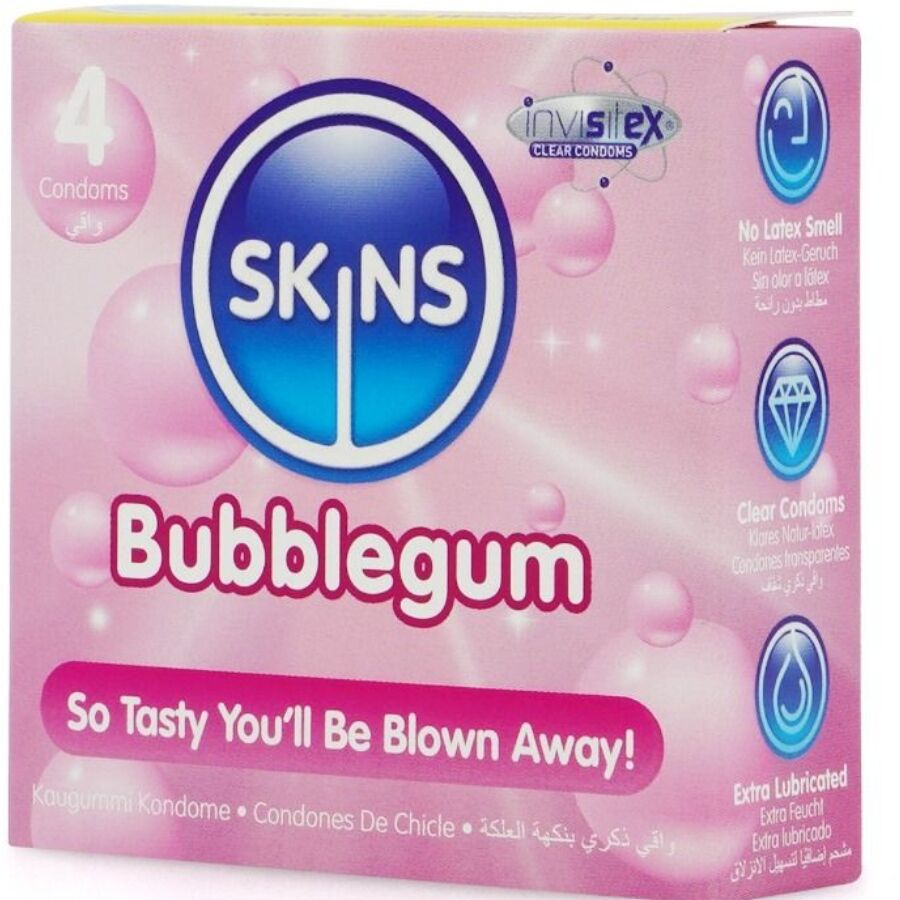 SKINS - BUBBLEGUM PREMIUM CONDOM CONFEZIONE DA 4 - immagine 2