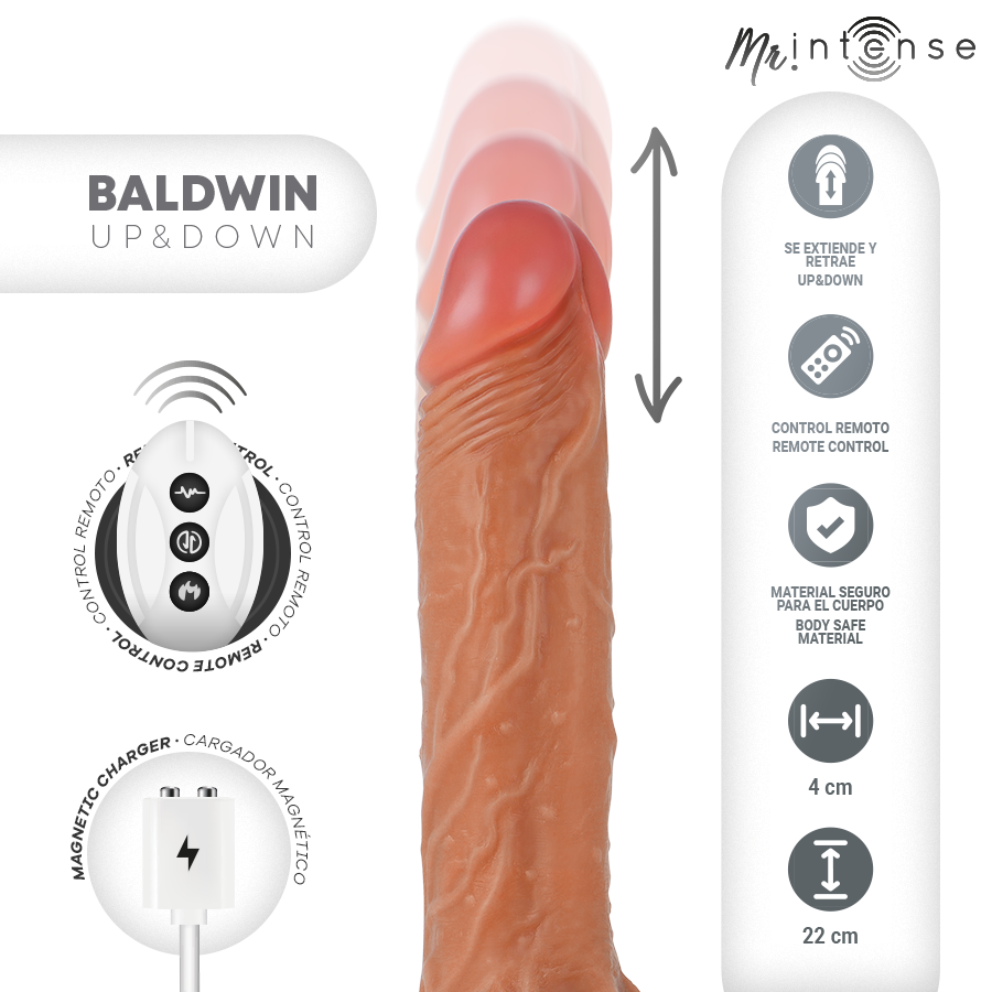MR INTENSE - BALDWIN PENE REALISTICO TELECOMANDO 22 CM -O- 4 CM - immagine 3