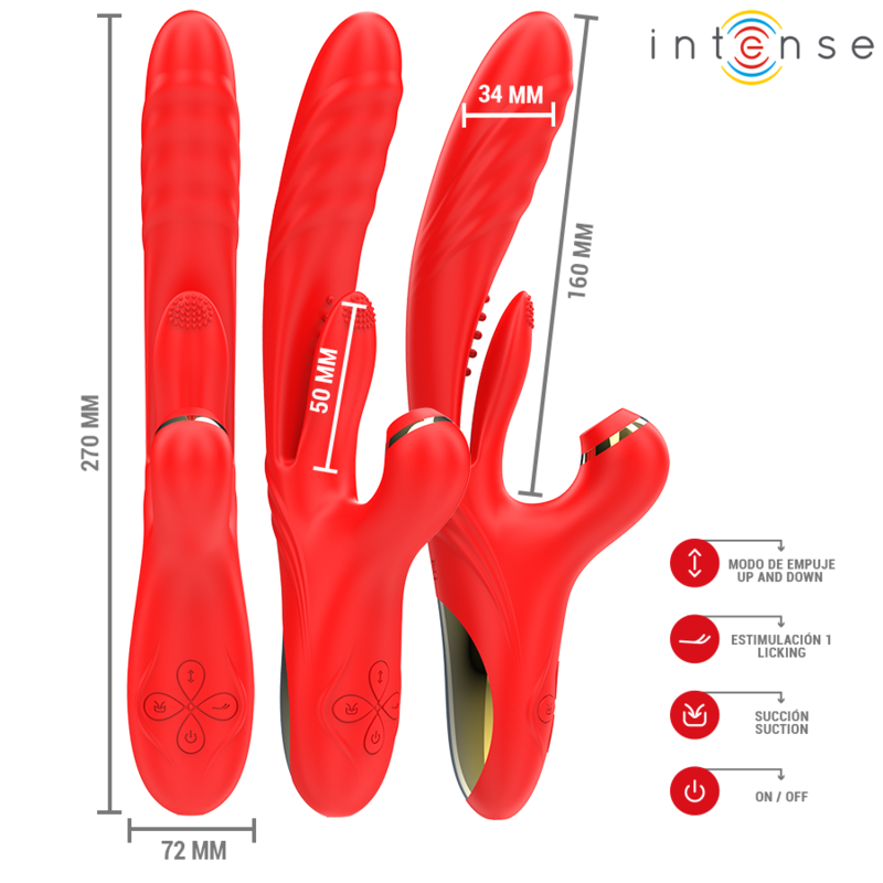 INTENSE - KAROL VIBRATORE MULTIFUNZIONE SPINTA E STIMOLAZIONE E ONDE STIMOLANTI ROSSO - immagine 4