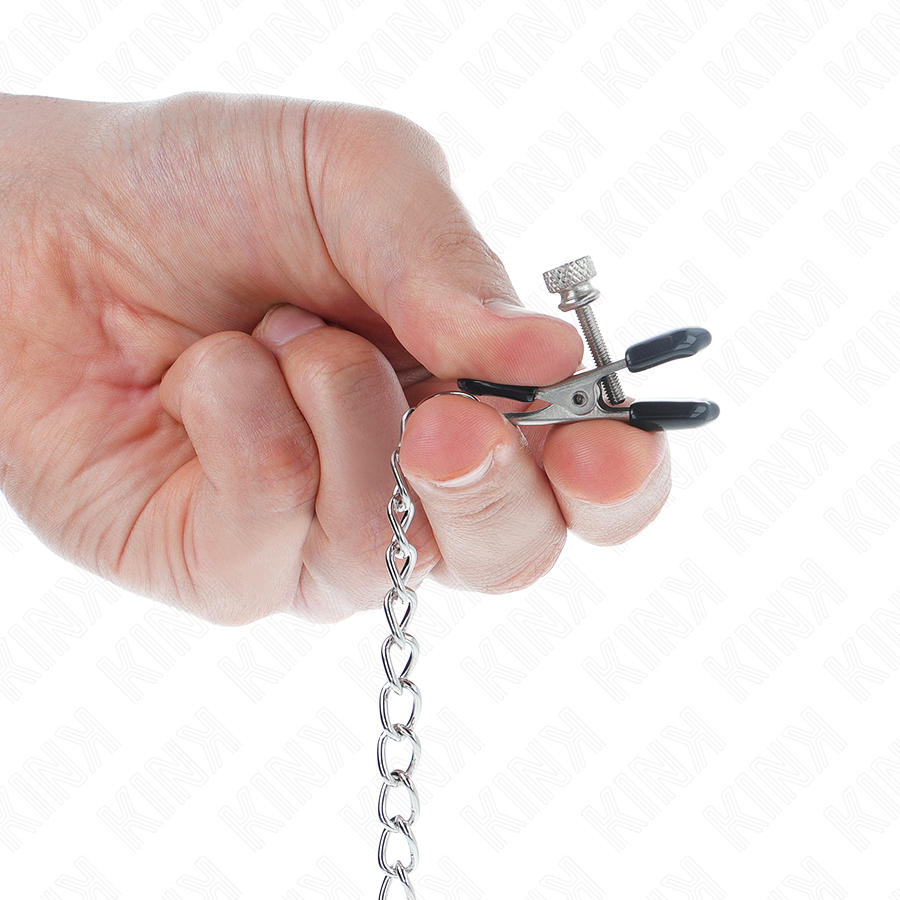 KINK - MORSETTI PER CAPEZZOLI A CATENA PIATTA ARGENTO 34 CM - immagine 4