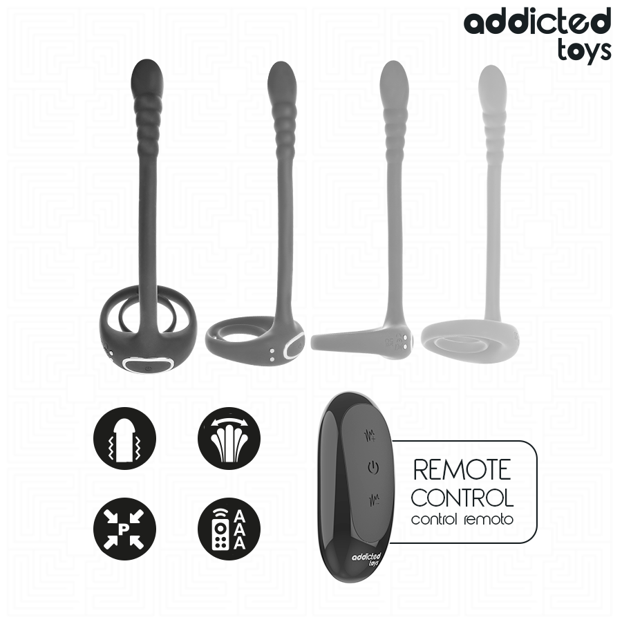 ADDICTED TOYS - ANELLO VIBRANTE PER IL PENE CON TELECOMANDO P-SPOT - immagine 5