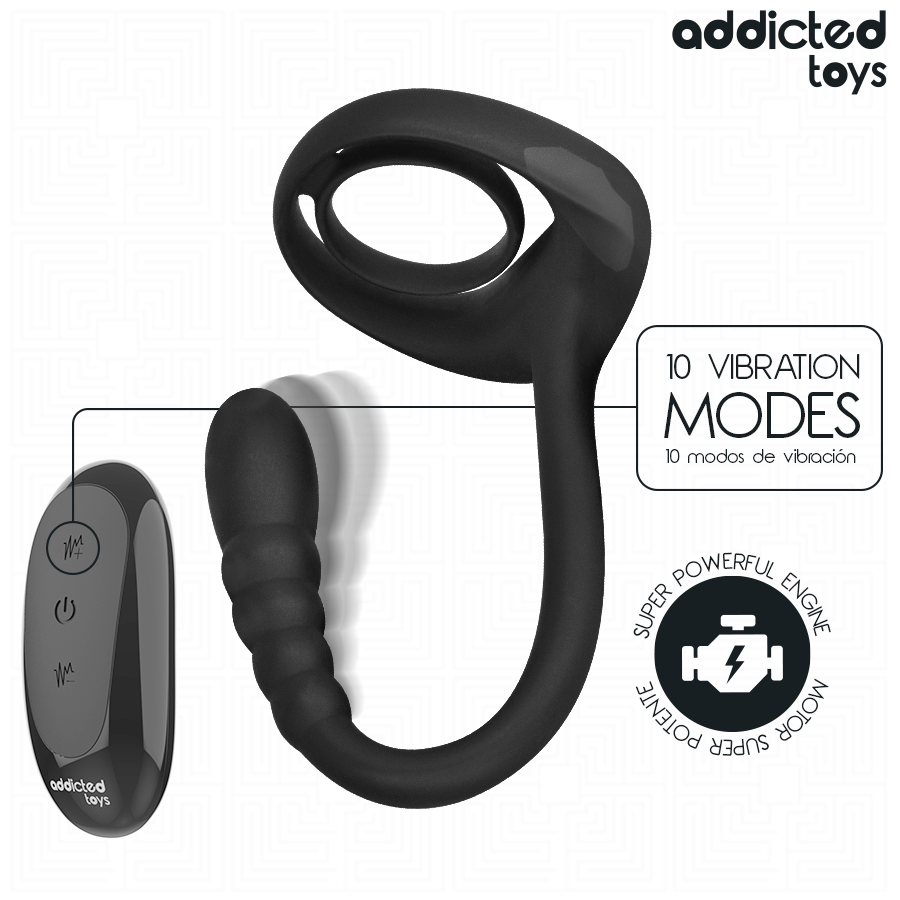 ADDICTED TOYS - ANELLO VIBRANTE PER IL PENE CON TELECOMANDO P-SPOT - immagine 4