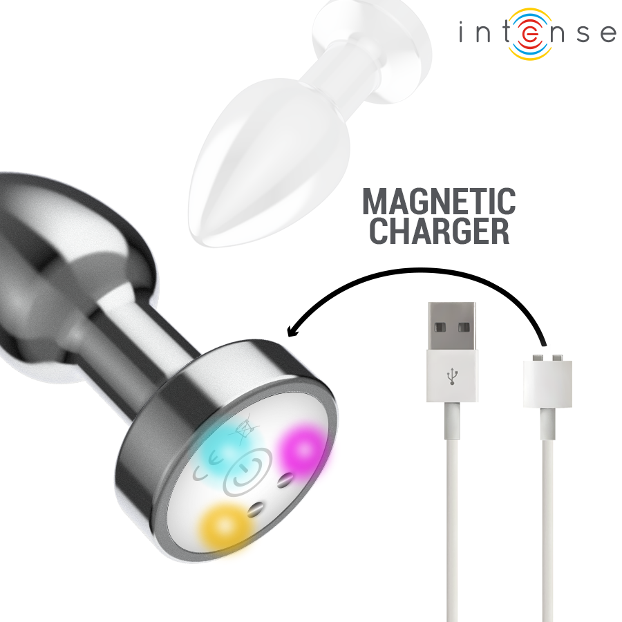 INTENSE - PLUG ANALE VIBRANTE IN METALLO CON LUCI LED E TELECOMANDO - TAGLIA S - immagine 5
