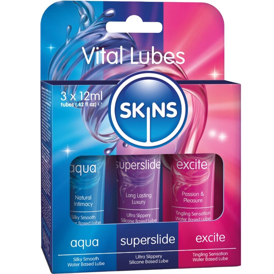 SKINS - KIT LUBRIFICANTI VITALI AQUA, SUPERSLIDE EXCITE 3 x 12 ML