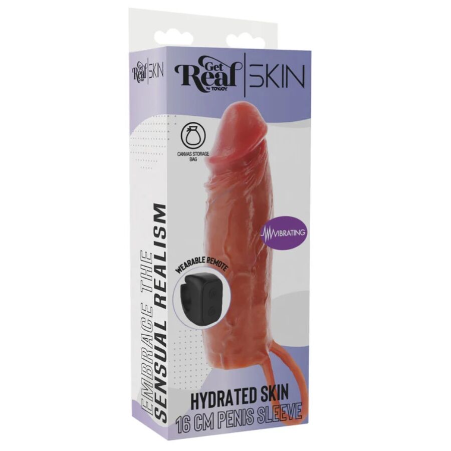 GET REAL - GUAINA VIBRANTE PER PENE IN SILICONE PER PELLE IDRATATA CARAMELLO 16 CM - immagine 5