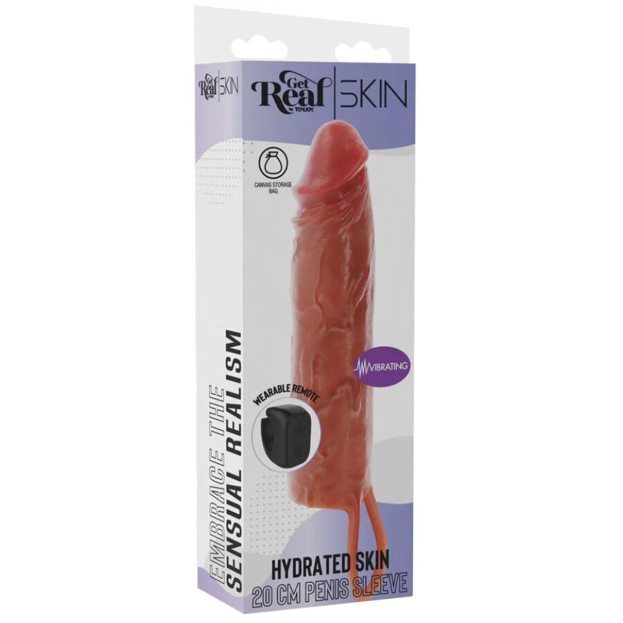 GET REAL - GUAINA VIBRANTE PER PENE IN SILICONE PER PELLE IDRATATA CARAMELLO 20 CM - immagine 5