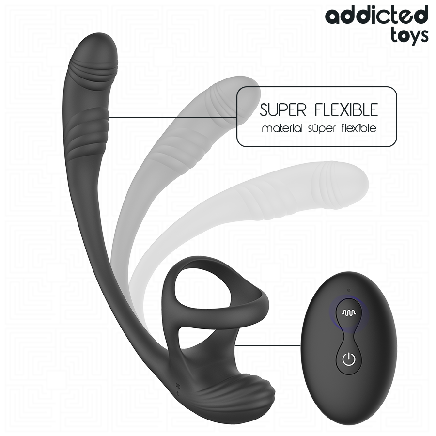ADDICTED TOYS - PLUG ANALE CON VIBRAZIONE E OSCILLAZIONE A 360 E STIMOLATORE DEI TESTICOLI - immagine 5