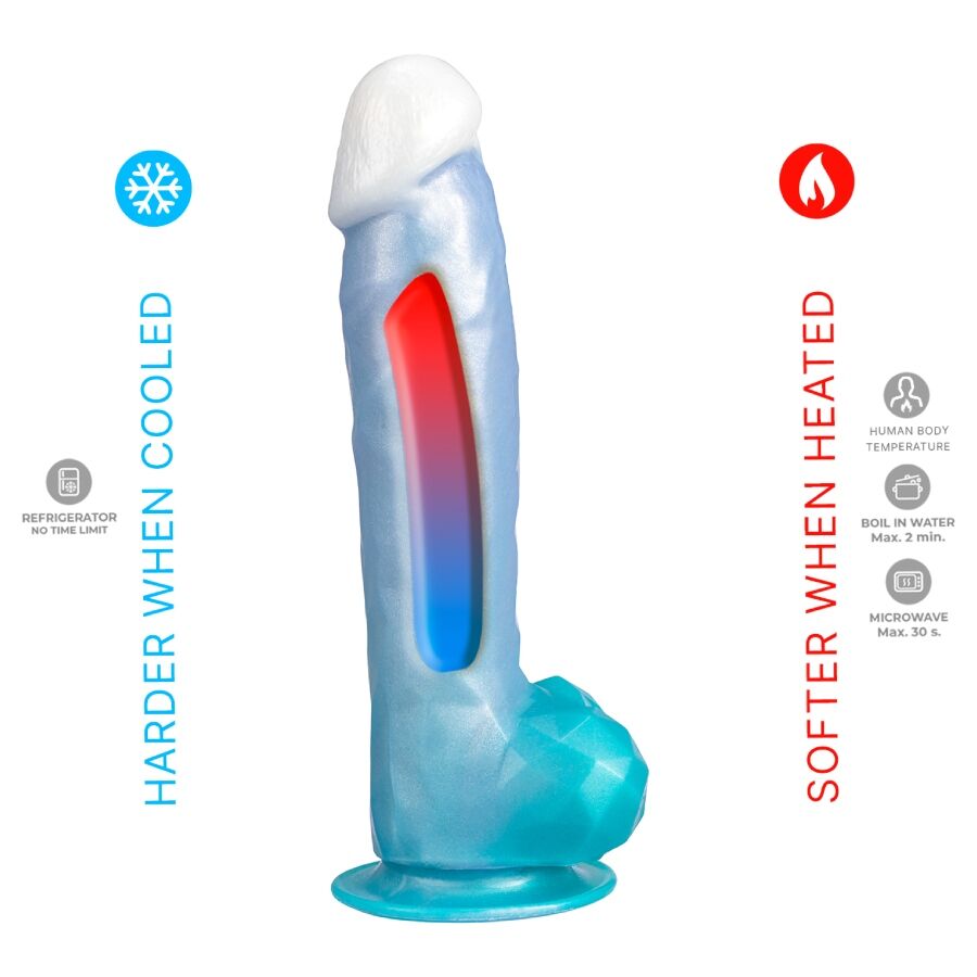 SILEXD - ANGEL DILDO FANTASY SILICONE LIQUIDO TERMOREATTIVO BLU CELESTE 20,3 CM - immagine 5