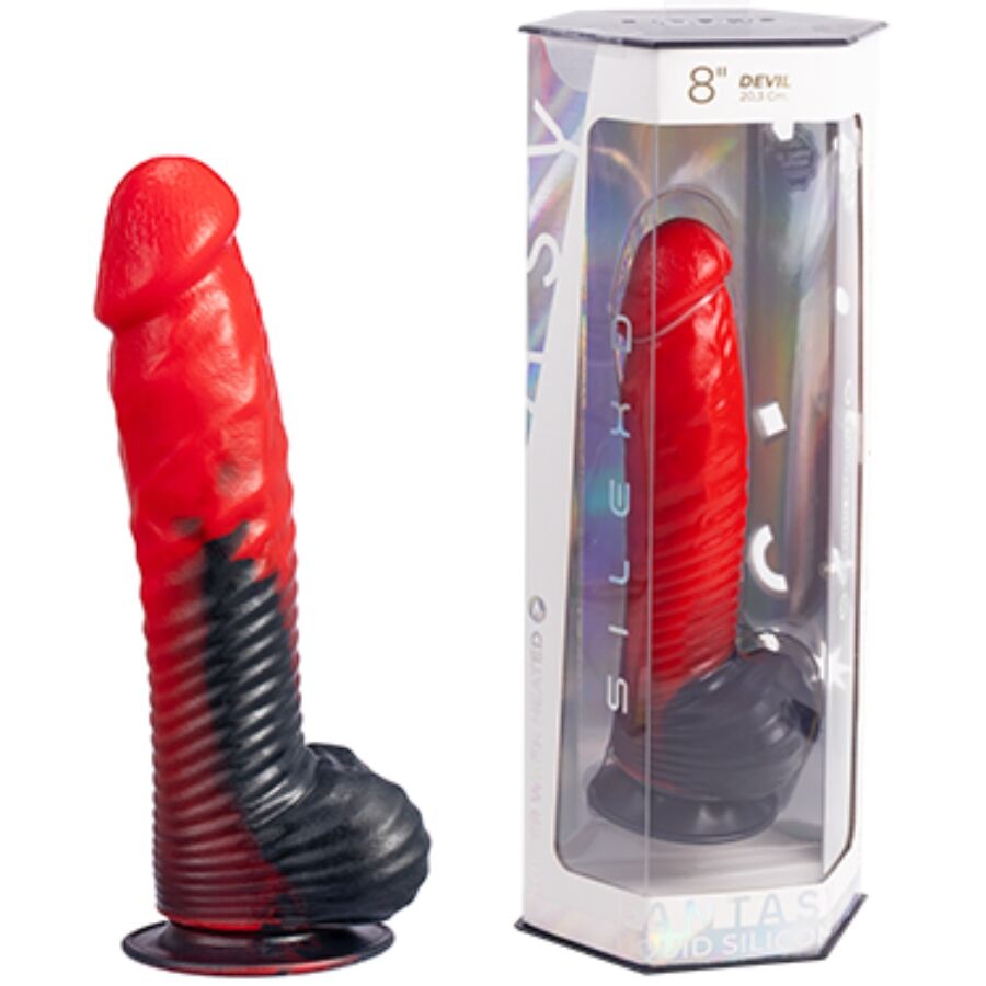 SILEXD - DEVIL DILDO FANTASY SILICONE LIQUIDO TERMOREATTIVO ROSSO NERO 20,3 CM