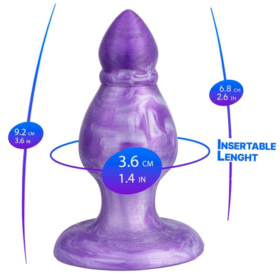 SILEXD - QUEEN ANAL PLUG FANTASY SILICONE LIQUIDO TERMOREATTIVO VIOLA 9,2 CM - immagine 2