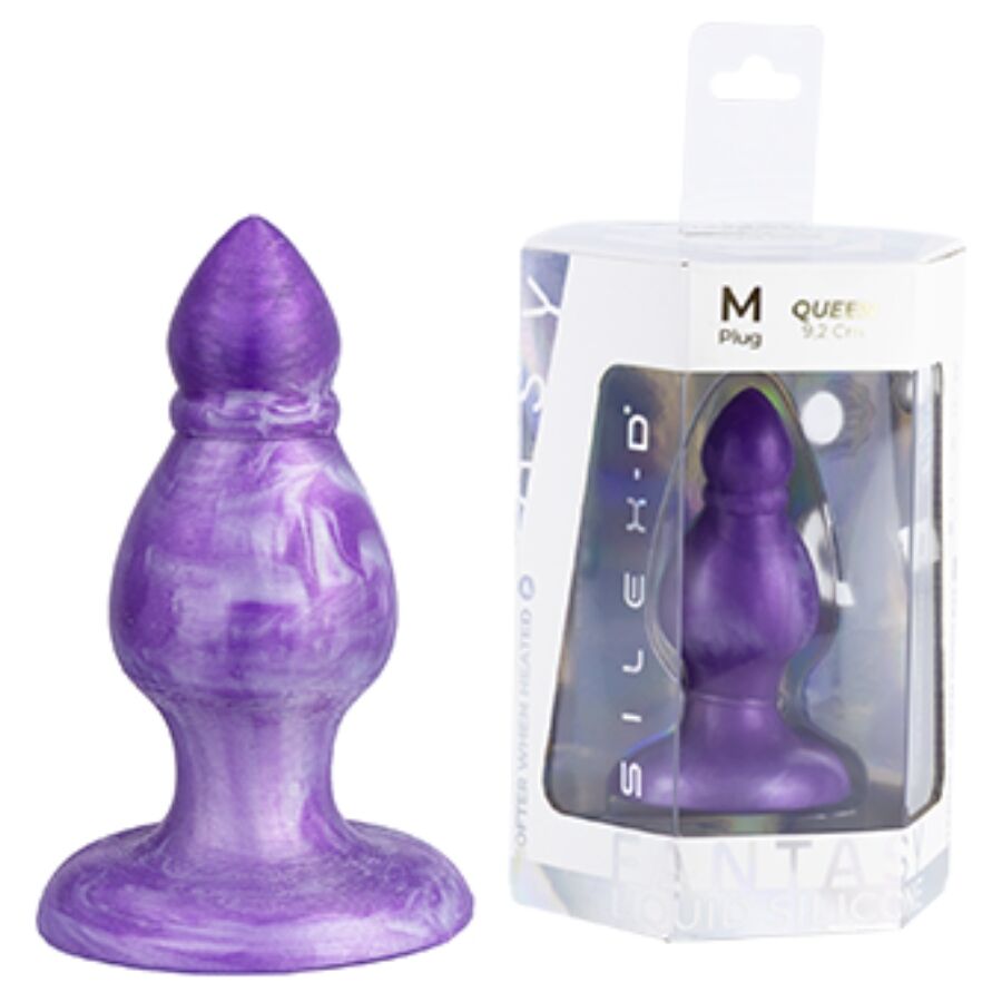 SILEXD - QUEEN ANAL PLUG FANTASY SILICONE LIQUIDO TERMOREATTIVO VIOLA 9,2 CM