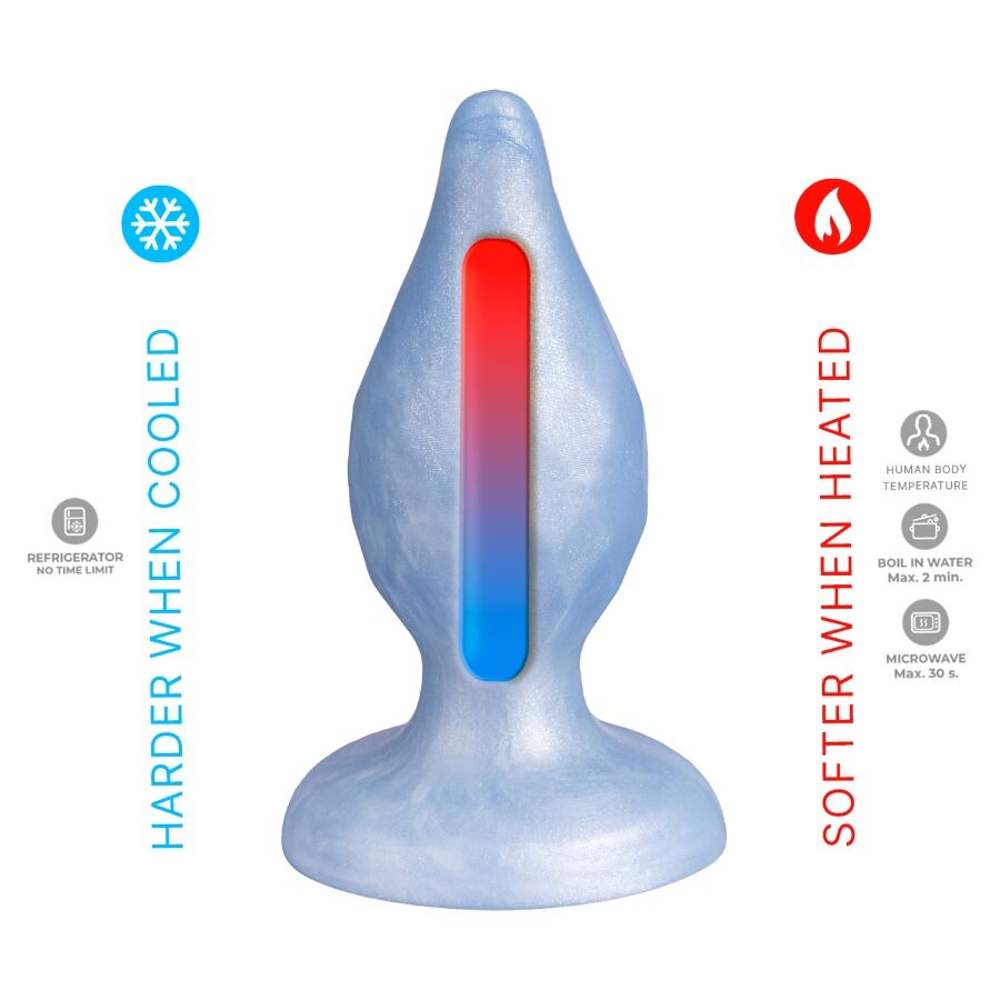 SILEXD - DIAMOND ANAL PLUG FANTASY SILICONE LIQUIDO TERMOREATTIVO BLU PERLA 9,2 CM - immagine 5