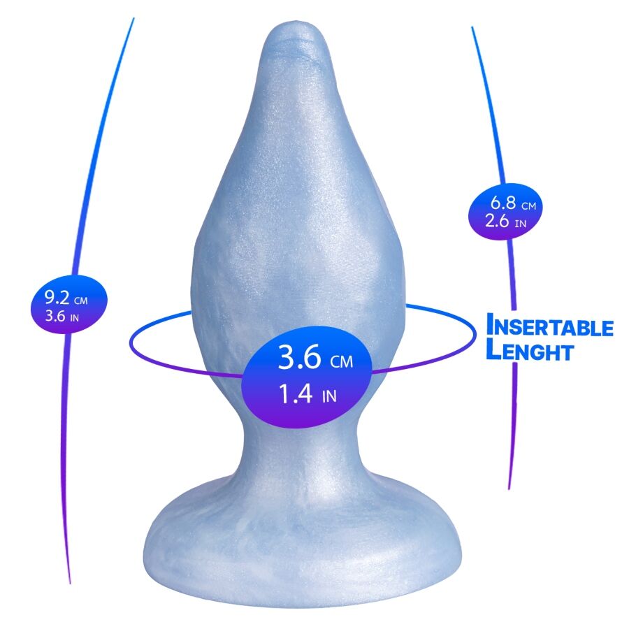 SILEXD - DIAMOND ANAL PLUG FANTASY SILICONE LIQUIDO TERMOREATTIVO BLU PERLA 9,2 CM - immagine 2