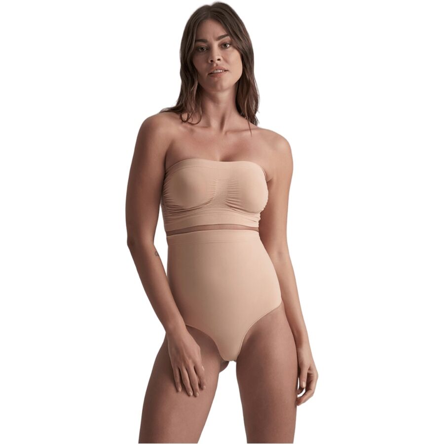 BYE-BRA - TANGA DE TALLE ALTO SIN COSTURAS BEIGE TALLA S - immagine 2